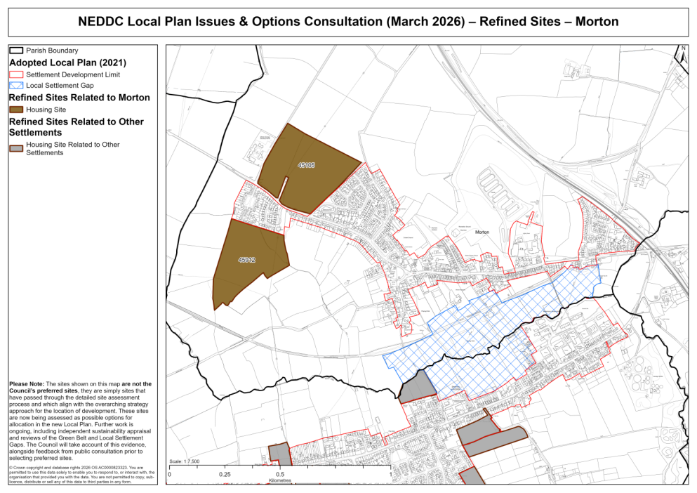 Map showing the sites related to Morton