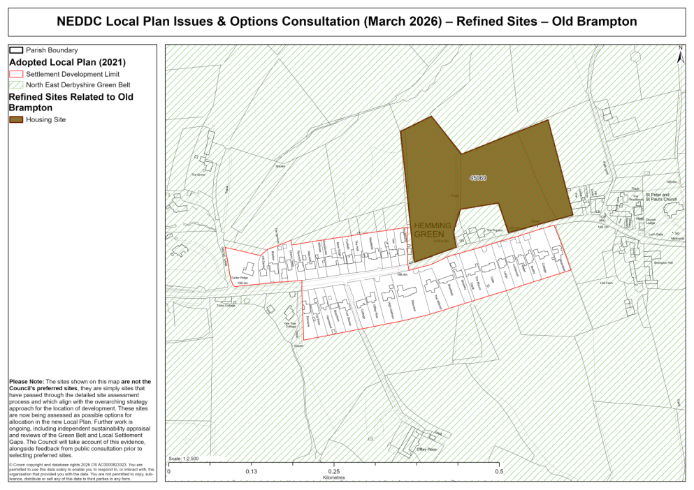 Map showing the sites related to Old Brampton