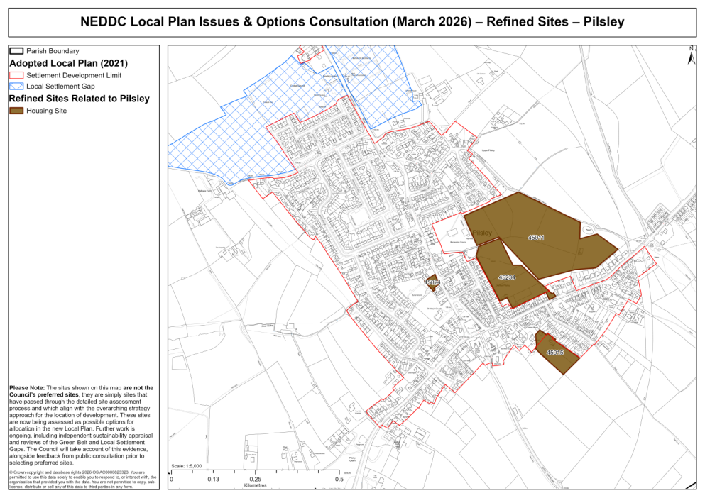 Map showing the sites related to Pilsley (Pilsley Cluster)