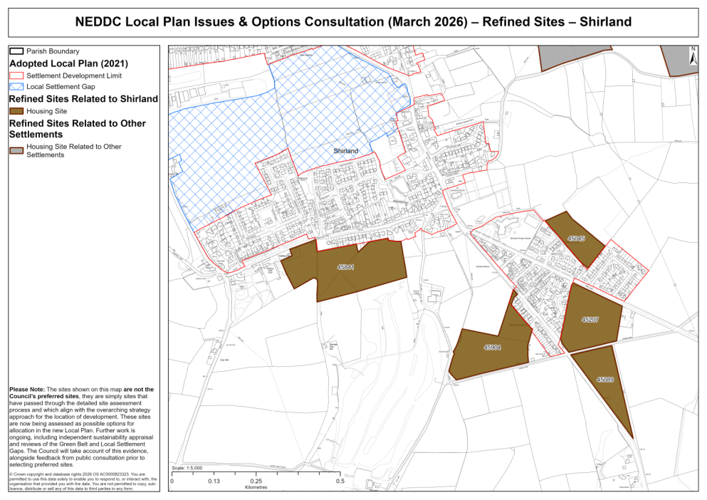 Map showing the sites related to Shirland (Shirland Cluster)