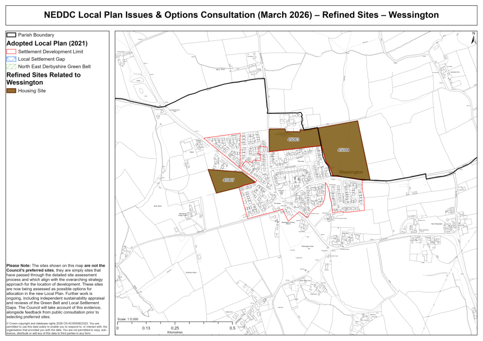 Map showing the sites related to Wessington