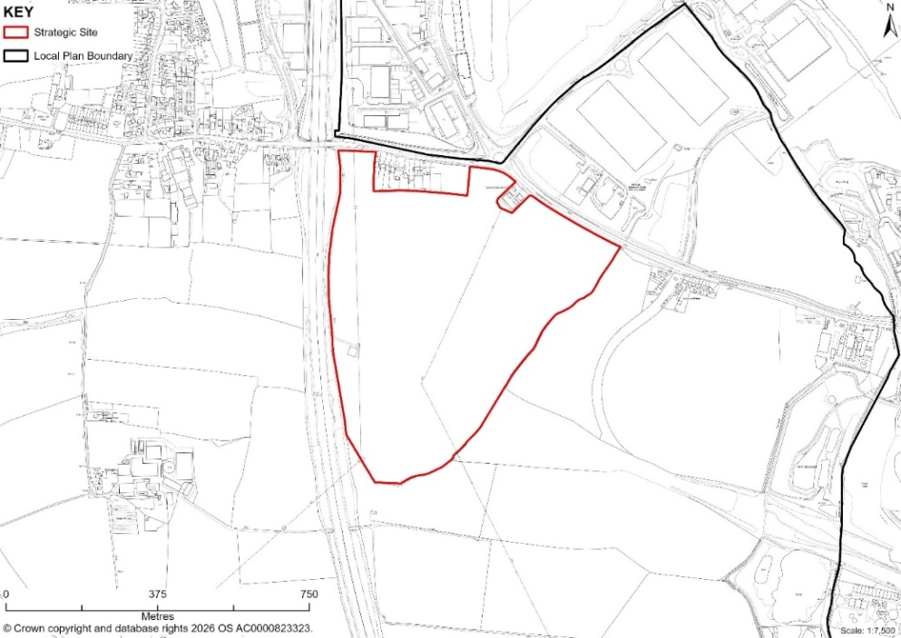 Map showing Land South of Markham Vale strategic site outlined in red.